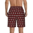 thumbnail image 3 of KLL Red Buffalo Plaid Merry Christmas Men's Casual Summer Beach Shorts Hawaiian Shorts with Pockets-, 3 of 5