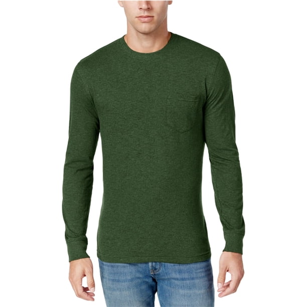 Camiseta básica con bolsillo de manga larga para hombre Club Room, verde, XXL