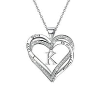 BGZLEU Heart Initial Necklace for Women, Silver Dainty Letter Pendant Necklaces, Personalized Initial Charm Alphabet Jewelry Valentines Mother's Day Anniversary Christmas Birthday Gift（K）