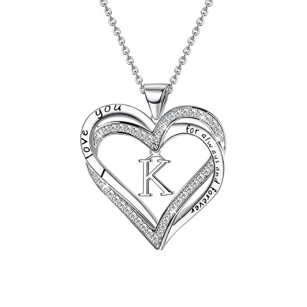 Collar de diamantes de doble corazón para mujer con 26 letras inglesas Collar de pareja Wmkox8yii fajkfhkj99