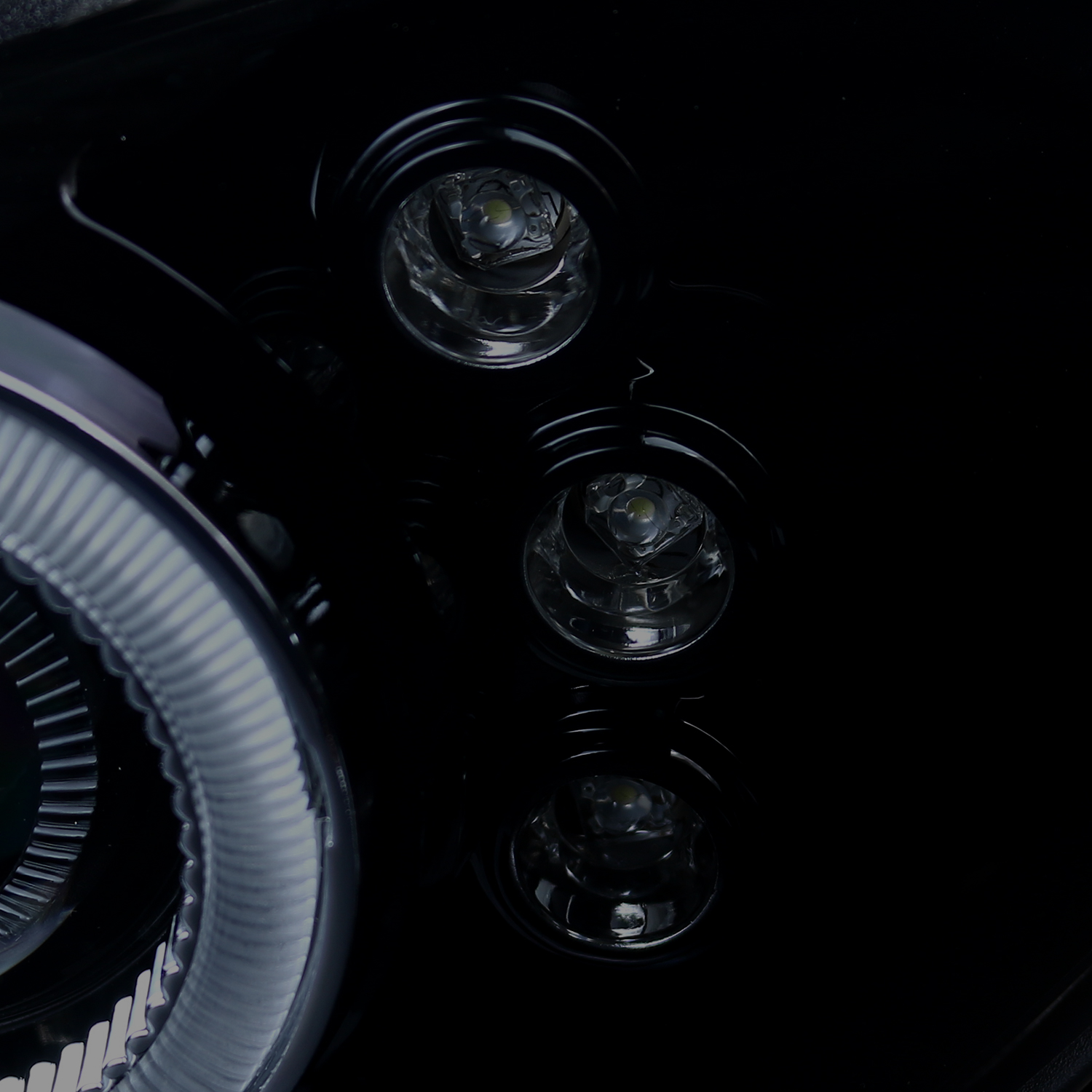 Autozensation Black Smoke LED Halo Projector Headlights For 1998-2002 Chevy Camaro - Left+Right Pair, Glossy Black Housing