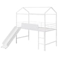 thumbnail image 2 of Bellemave Metal Loft Bed with Slide, Twin House Bed With Roof & Two-sided writable, Twin Loft Bed with Storage, No Box Spring Needed, White, 2 of 9