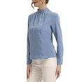 thumbnail image 4 of INSPIRE CHIC Women's Elegant Stand Collar Work Office Long Sleeve Blouse Shirts L Blue Gray, 4 of 6