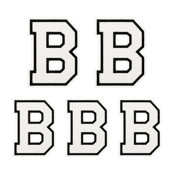 Iron on Letter  4.4"/3.1" Alphabet B Patches for Repairing Clothing DIY (White, Pack of 5)