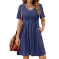 thumbnail image 4 of Fantaslook Short Sleeve Dresses for Women V Neck Summer Midi Dresses Empire Waist Tunic Casual Dress with Pockets, 4 of 8