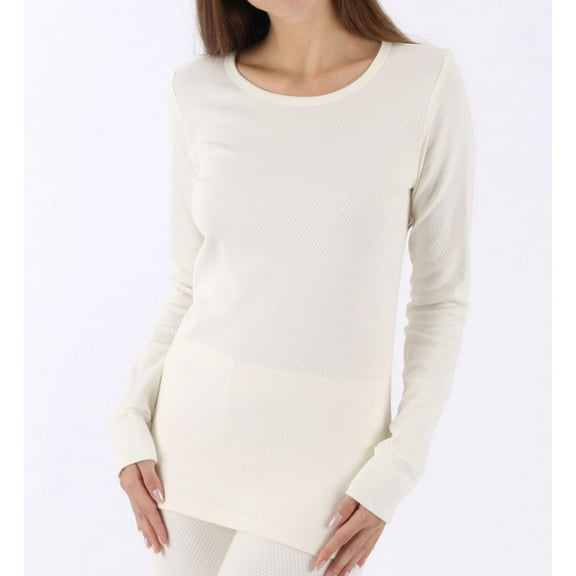Women's Cottonique W12230 Latex Free Organic Cotton Long Sleeve Thermal Tee (Natural 7)