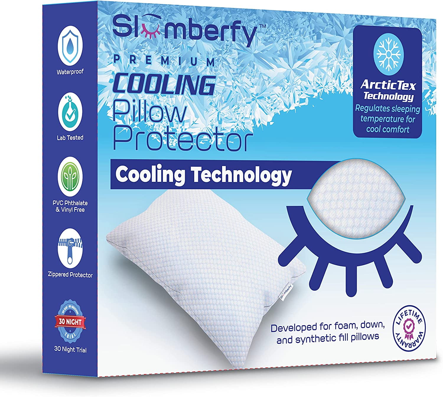 Standard Size Waterproof Cooling Pillow Protector by Slumberfy