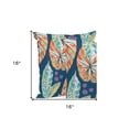thumbnail image 5 of Set of Three 16" X 16" Blue and Orange Botanical Indoor Outdoor Throw Pillow, 5 of 5