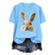 thumbnail image 4 of Tops de Cuello Alto para las Mujeres Amante Impreso Camiseta Cuello Redondo Manga Corta, Poliéster Spandex, 4 of 7