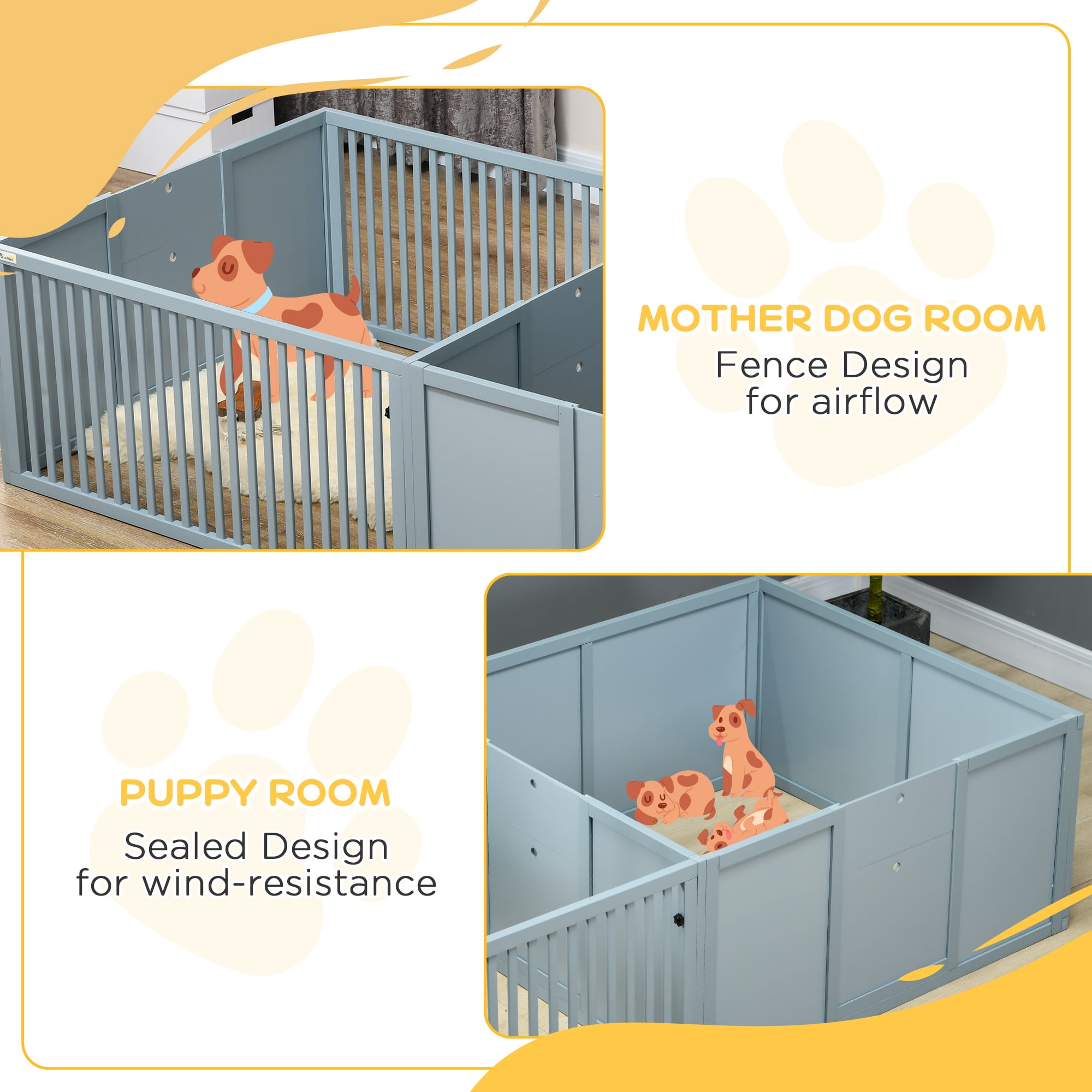 PawHut Whelping Box Dogs Newborn Puppy Supplies for Mama's Comfort