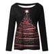 thumbnail image 4 of Blusa de manga larga con cuello redondo y estampado de árbol de Navidad para mujer Pompotops  FGAJ12602, 4 of 5