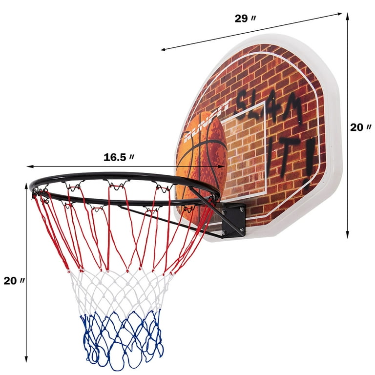 Wall Mounted Fan Backboard With 2 nets Basketball Hoop and Rim Outdoor  Indoor Sports