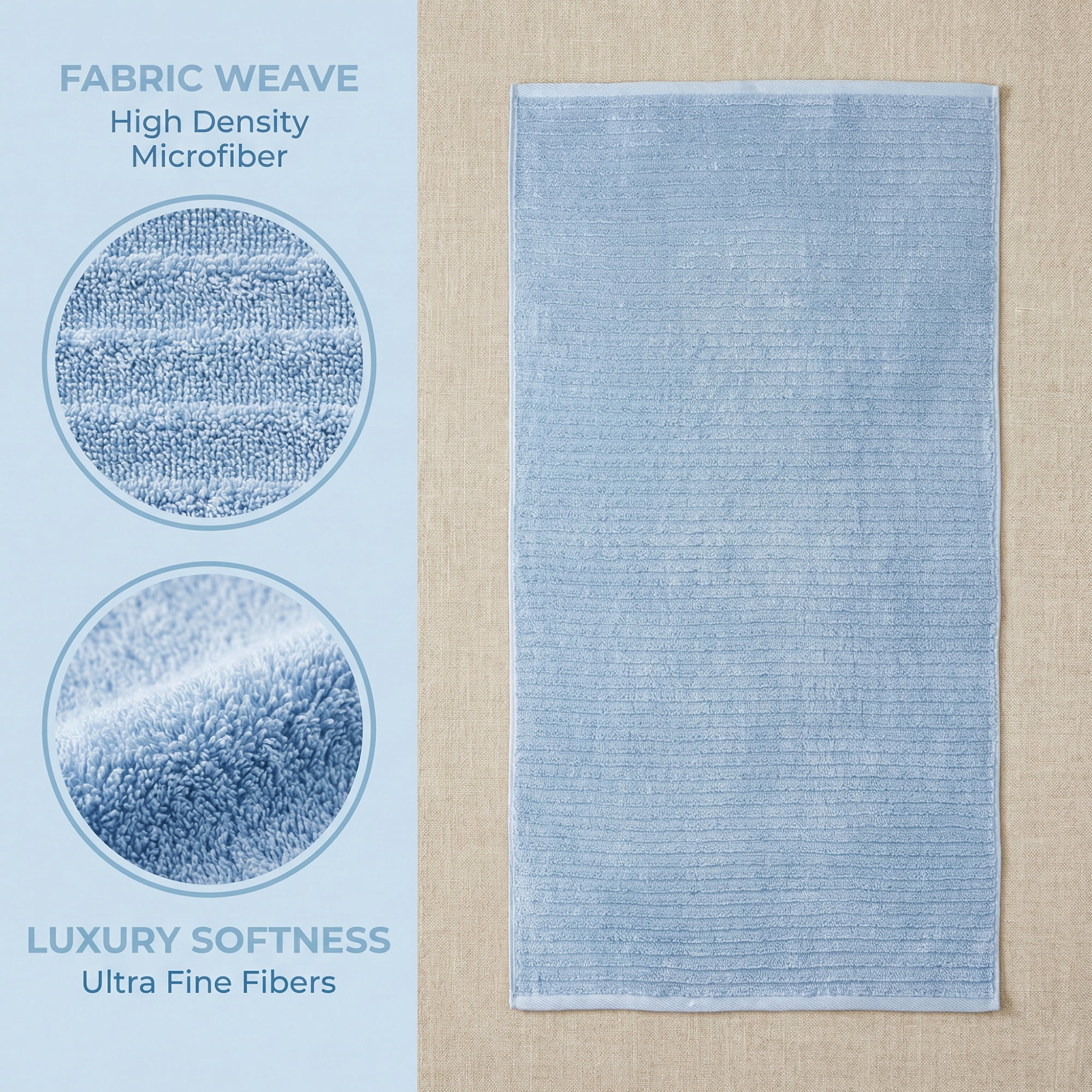 Unique Bargains Soft Absorbent Striped Bath Towel 2 Pack Light Blue 55"x28"