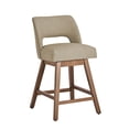 thumbnail image 4 of Usaint Distressed Faux Leather Swivel Bar Stools Set of 2 Cutout Backrest Solid Wood Legs for Kitchen Island Counter Chairs,Taupe, 4 of 10