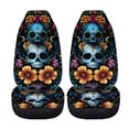 thumbnail image 5 of FOR U DESIGNS Skull Marigold Flower Pattern 2 Pcs Automotive Seat Cover Scratch-Resistant Auto Seat Protectors Lightweight Car Accessories Car Front Seats Fit for Sedan Truck SUV, 5 of 7