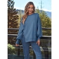thumbnail image 5 of Womens Oversized Sweatshirts Hoodies Crewneck Shirts Fall Outfits Teen Girls Y2k Winter Clothes Blue XXL, 5 of 7