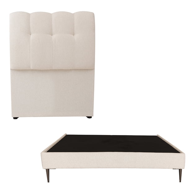 Cabecera Individual Nube + Base Cama Slim Beige