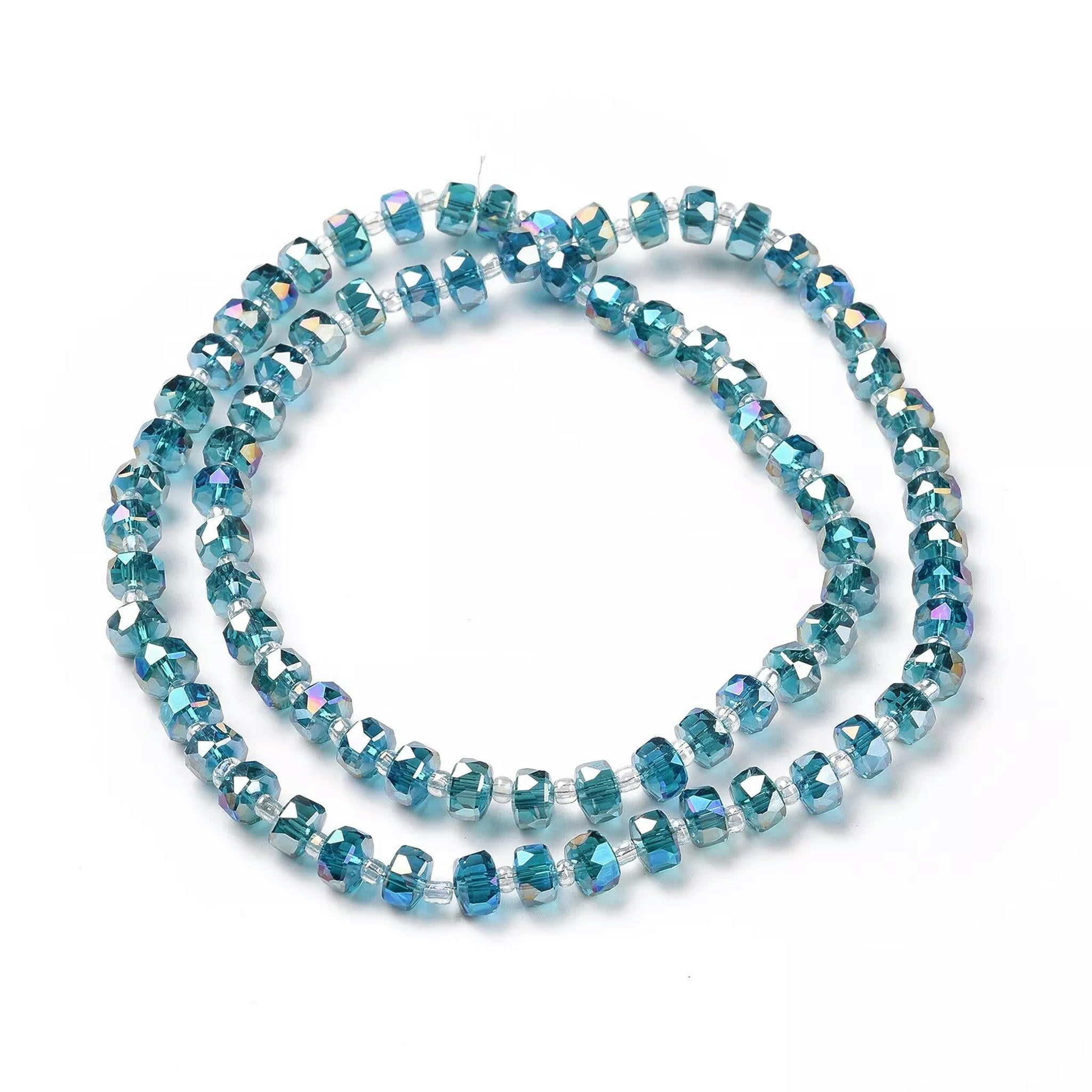 U8MO 10Strands Faceted Rondelle AB Color Electroplate Transparent Glass Beads 8x4.5mm