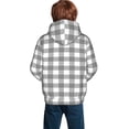 thumbnail image 2 of KLL Unisex Kids Boys Girls Hooded Pocket Pullover Hoodies-Gray Checkboard, 2 of 6