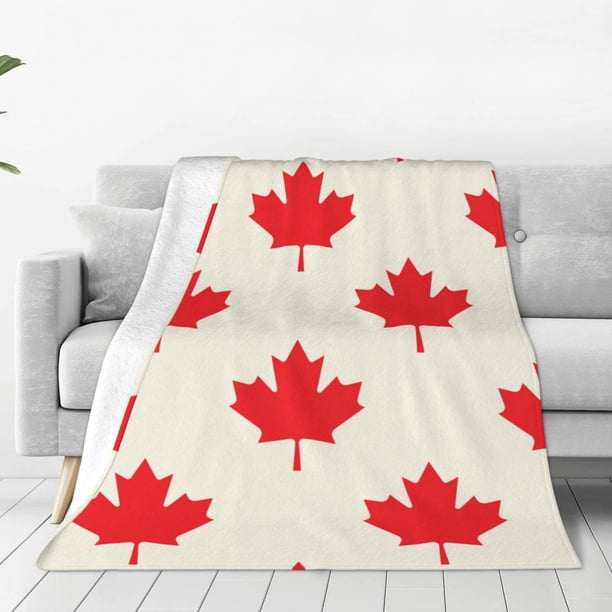 Balery Happy Canada Day Manta de Felpa Suave y Acogedora – Cobija de Franela Aterciopelada para Cama, Lavable y Cálida para Sofá, Mascotas, Transpirable-60"x50"