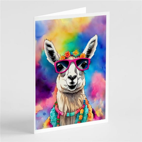 5 x 7 in. Unisex Hippie Animal Llama Greeting Cards - Pack of 8