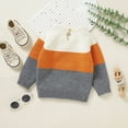 thumbnail image 6 of lnmuld Cute Sweaters Baby Girl Boy Cartoon Patchwork Color Block Knit Sweater Warm Sweatshirt Long Sleeve Shirt Tops Knitted Fall Winter Clothes Size:6-9 Months, 6 of 9