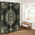 thumbnail image 5 of Black Green Floral Bathroom Curtain 96 Inch Shower Curtain with Hooks, Traditional Ethnic Oriental Retro Boho Gray Waterproof Polyester Bath Curtain Washable Bathtub Curtain 72''x 96'', 5 of 6