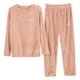 thumbnail image 1 of Conjunto de pijama de franela de color liso para mujer: cálido y cómodo, dos piezas, cuello redondo, forro polar coral, adecuado para invierno/otoño, talla única, 1 of 7