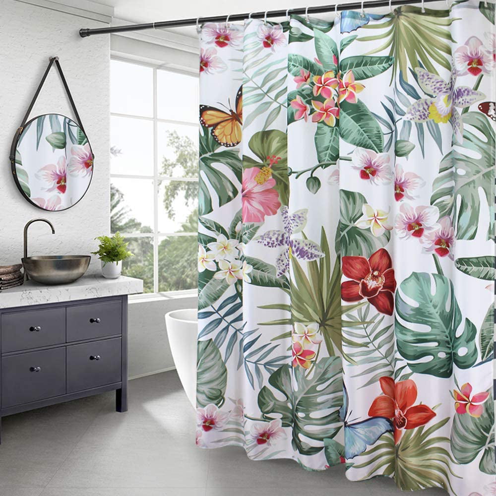 71x71" Paisley Style Leaves Shower Curtain Waterproof Fabric Bathroom w/ Hooks 