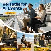 SPECSTAR Portable Stadium Seat for Bleachers, 2 Pack Folding Padded Cushion with Back Support, Waterproof & Lightweight Chair with Cup Holder, 350lb Capacity
