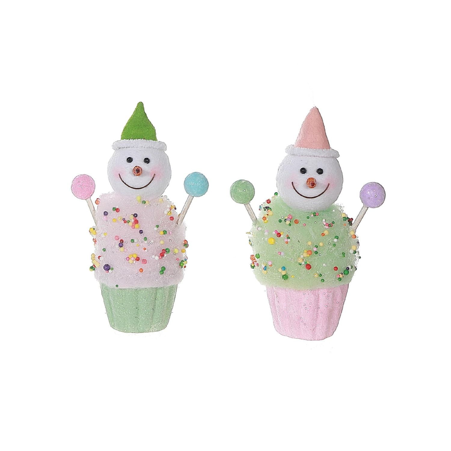 Ornement Bonhomme De Neige Sur Cupcake - Lot De 4
