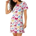 thumbnail image 2 of Gukieu Colorful bows Print Women's Nightgown, A-line Round Neck Short-sleeved Nightgown Pajamas Home Wear Suitable for Home and Outing, 2 of 6