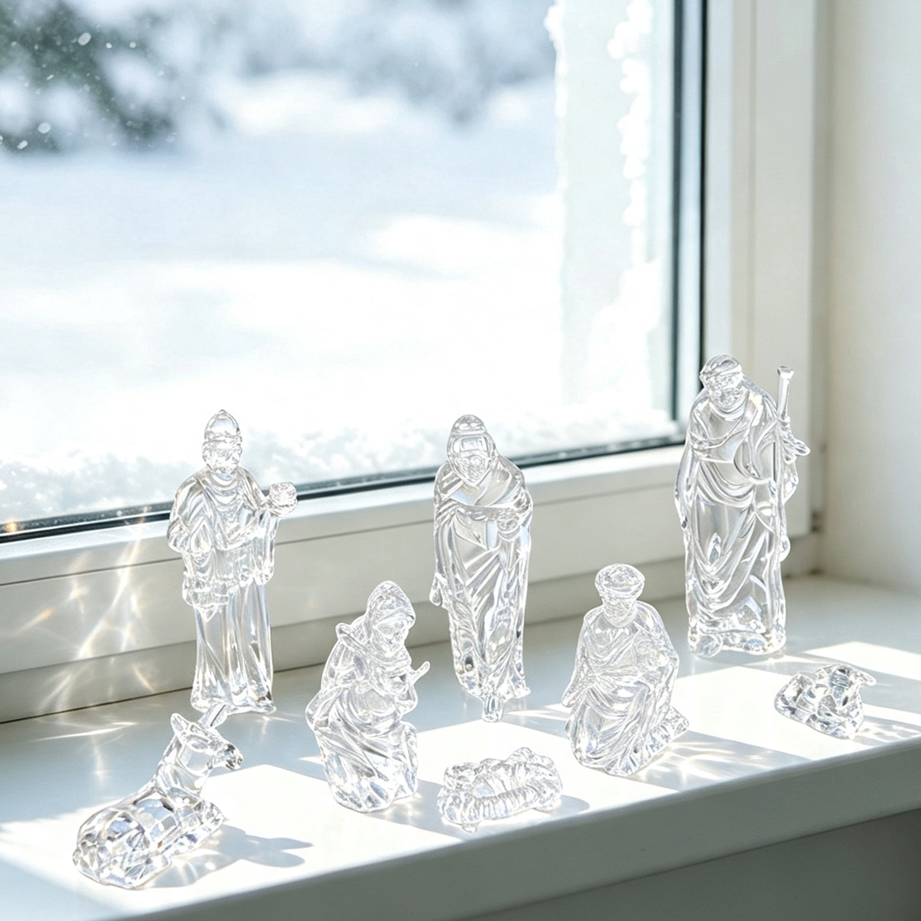Christmas Indoor Decorative Plastic Clear Nativity Scene Set, 8 Pieces, by Holiday Time