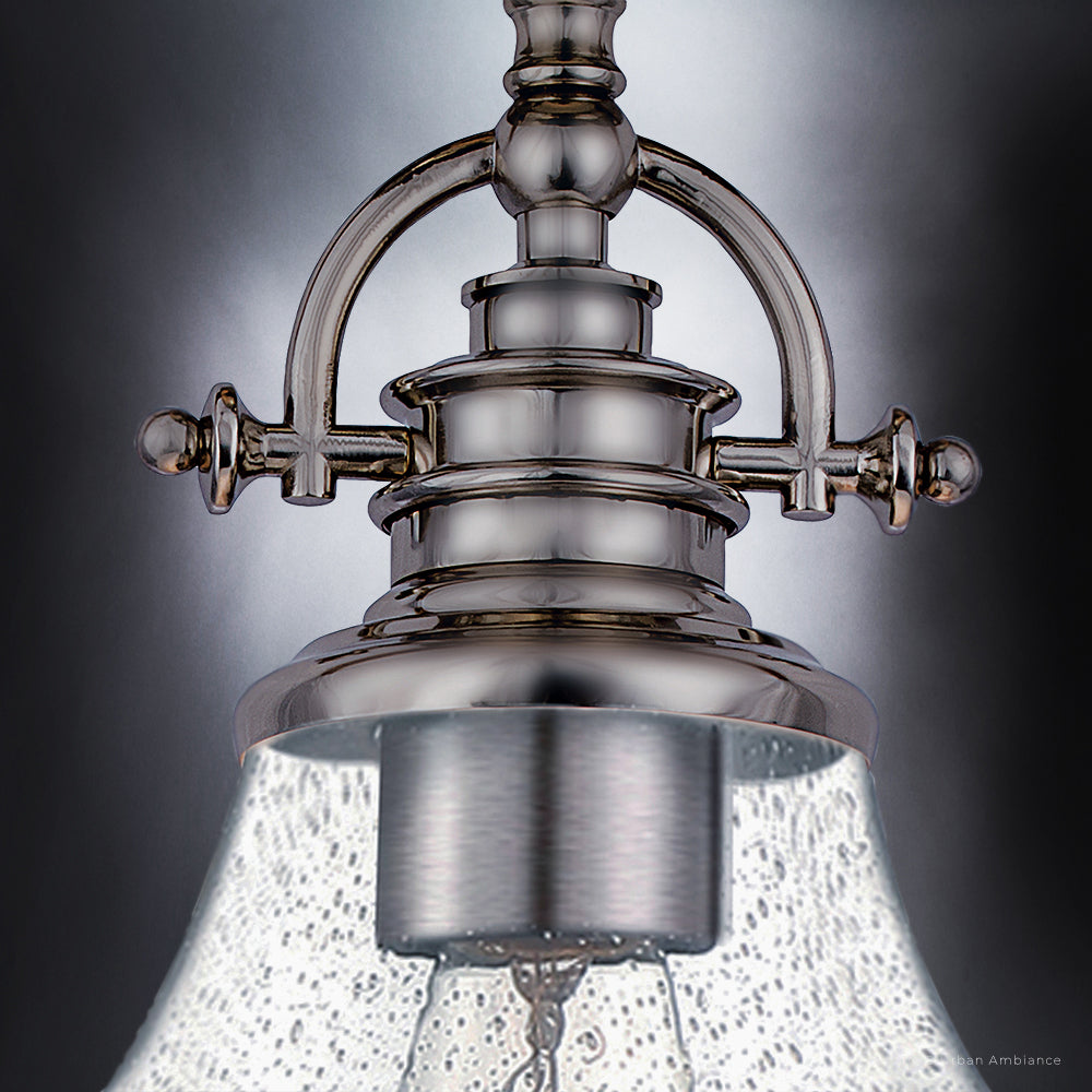 Luxury Traditional Indoor Ceiling Light, 12.50''H x 13.50''W, with Classic Style Elements, Vintage Design, Brushed Nickel Finish and Clear Seeded Glass, UQL3669