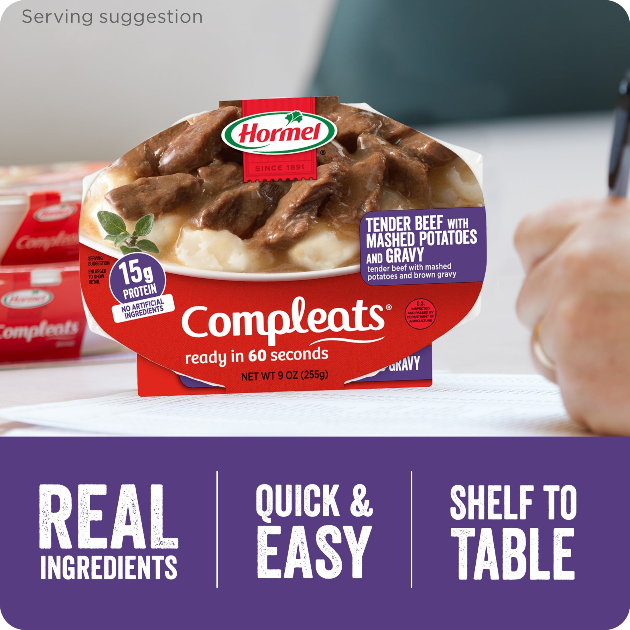 HORMEL COMPLEATS Roast Beef & Mashed Potatoes, 9 oz Plastic Tray, (Pack of 4)