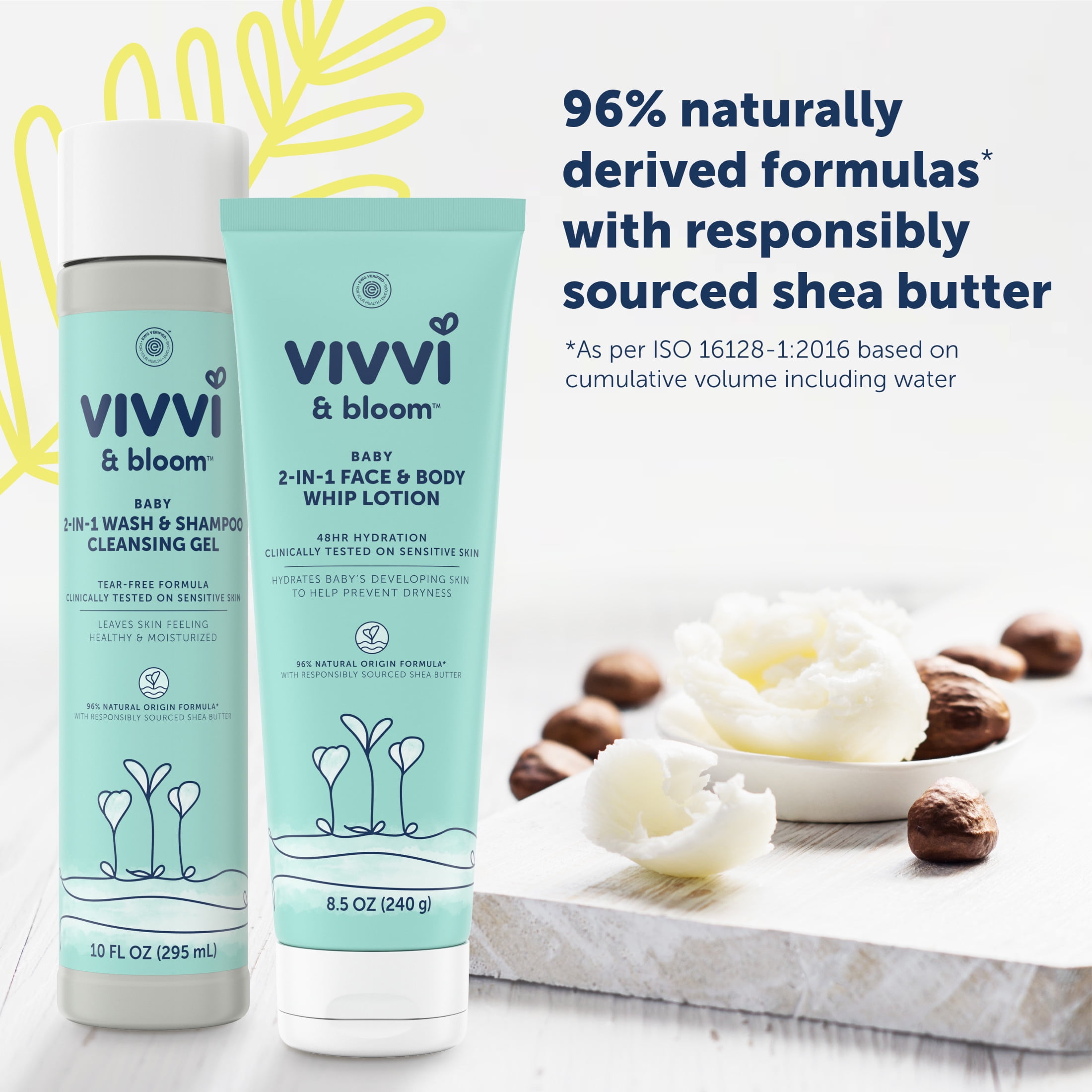 Vivvi & Bloom Gentle 2-in-1 Face and Body Whip Lotion for Baby and Toddler, Lightly Scented, 8.5 oz