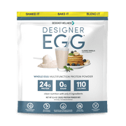 Designer Wellness , Designer Egg, Natural Egg Yolk & White Protein Powder, 24g Protein, Keto and Paleo Friendly, Less Fat and Cholesterol, Vanilla, 12.4 oz