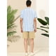 thumbnail image 5 of INSPIRE CHIC Camisa a rayas para hombre, manga corta, color block, con botones, playera de playa Azul claro XL, 5 of 6