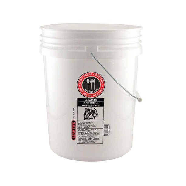 Leaktite Leaktite 005GFSWH020 Food Safe Bucket, 5 Gallon Capacity