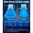 thumbnail image 5 of Princess Costumes for Girls, LED Light Up Dress Up with Luminous Crown Necklace Sets, Blue Costume Kids Fancy Dress for Carnival Party, 130, 5 of 7