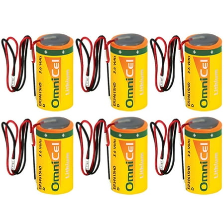 6x OmniCel ER34615HD/W High Drain Lithium Thionyl Chloride Battery