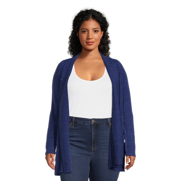 What's Next Women's Plus Size Speckled Yarn Cardigan