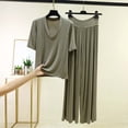 thumbnail image 2 of UAMVSH Women's Plus Size Pajama Sets Loose V Neck Short Sleeve Top with Drawstring Pants Pjs Set 2 Piece Soft Nightwear, 2 of 5