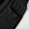 thumbnail image 6 of Capri Pants for Women Summer Baggy Comfy Straight Wide Leg Solid Elastic Waist Cropped Capris Soft Slacks(Black,XL), 6 of 7