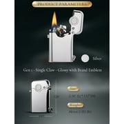 Classic Retro Soft-Flame Brass Kerosene Lighter,Refillable, Automatic Ignition, Safety Lock, Grinding Wheel, Swiss,Luxury, Collectible, Men's Gift, Thorens Gen 1 Single Claw Glossy with Brand Emblem