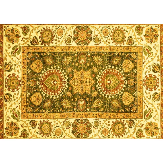 Ahgly Company Indoor Rectangle Oriental Yellow Traditional Area Rugs, 5' x 7'