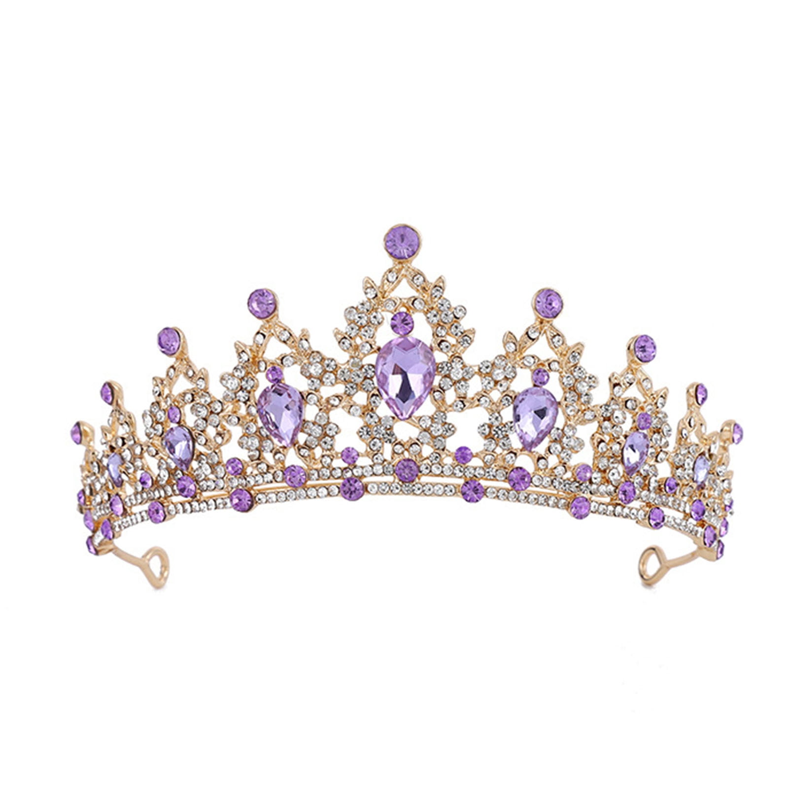 Jiaroswwei Bridal Crown Temperament Shiny Purple Rhinestone Tiaras Crowns Bridal Headband Hairwear Hair Jewelry Ornaments for Party