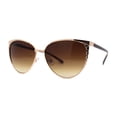 thumbnail image 2 of Womens Classic Metal Rim Large Cat Eye Fashion Sunglasses Gold Brown, 2 of 4