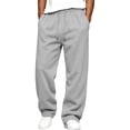 thumbnail image 2 of Hsovts Men's Loose Baggy Sweatpants Wide Leg Open Bottom Fleece Lined Sweat Pants Vibrant Multi‑Color Casual Wear Light Gray M, 2 of 7