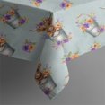 thumbnail image 5 of Lightblue Highland Cow Flower Bucket Pattern Square Tablecloth,Waterproof Square Table Cover,Wipeable Spillproof Washable Table Cover for Home Kitchen Party Decor 52"x52"(132x132cm), 5 of 6